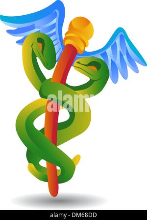 Caduceo simbolo medico - Cartoon Illustrazione Vettoriale