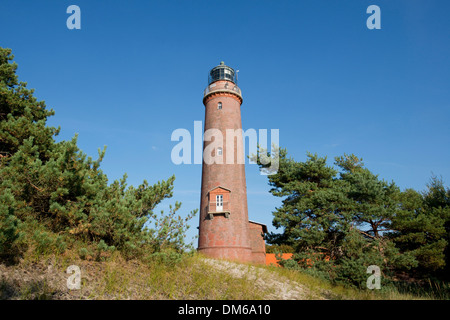 Faro Darßer Ort vicino Prerow, Darß, Bodden Parco Nazionale di Pomerania Occidentale, Meclemburgo-Pomerania, Mar Baltico Foto Stock