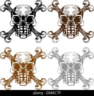 Il Teschio e Ossa Croce Illustrazione Vettoriale