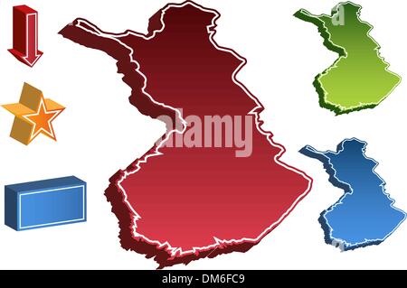 3D la Finlandia Mappa del paese Illustrazione Vettoriale