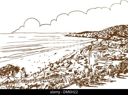 Spiaggia schizzo Shore Illustrazione Vettoriale