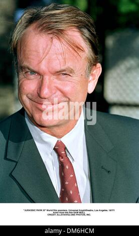 ''JURASSIC PARK III " World film premiere, Anfiteatro universale, Los Angeles. 16/7/1.attore dal film Sam Neill. Foto Stock