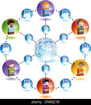 Global Network per bambini Illustrazione Vettoriale