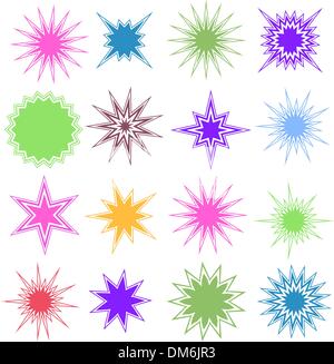 Set di 16 forme Starburst Illustrazione Vettoriale