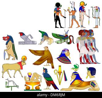 Vari temi di antico Egitto - vettore Illustrazione Vettoriale