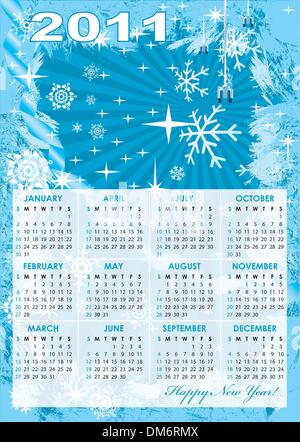 Griglia del calendario del 2011 anno Illustrazione Vettoriale