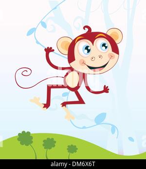 Monkey Jungle Illustrazione Vettoriale