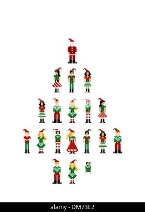 Xmas pixel serie di caratteri Illustrazione Vettoriale