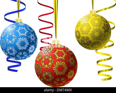 Natale-sfere con texture fiocchi di neve Illustrazione Vettoriale