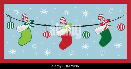 Calze di Natale appeso Illustrazione Vettoriale