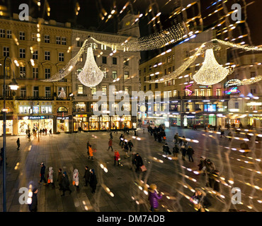 Il Graben di Vienna nel centro della città durante le festività di Natale e del nuovo anno stagione Foto Stock