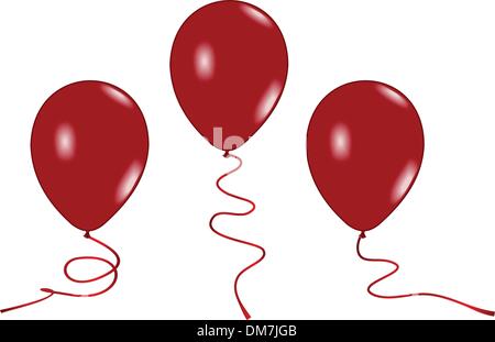 Illustrazione realistica di tre palloncini rossi Illustrazione Vettoriale