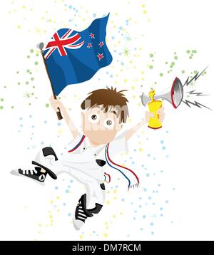 Nuova Zelanda Sport ventola con bandiera e avvisatore acustico Illustrazione Vettoriale