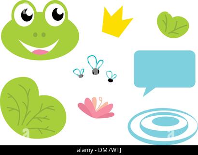 Carino Rana icone queen - isolato su bianco Illustrazione Vettoriale