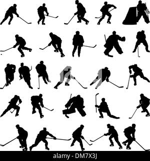 Silhouette di hockey impostato Illustrazione Vettoriale