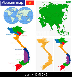 Mappa di Vietnam Foto Stock