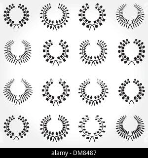 Serie di corone di alloro corona. Illustrazione Vettoriale