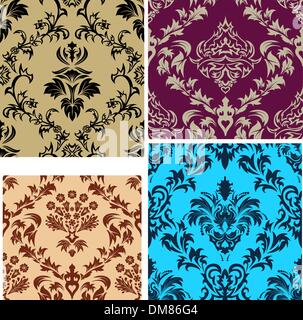 Seamless damasco schemi impostati Illustrazione Vettoriale