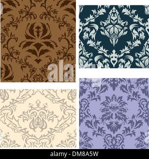 Seamless damasco schemi impostati Illustrazione Vettoriale