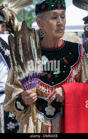 Anziana donna nativa kahnawake Québec Canada Foto Stock
