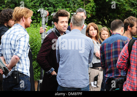 Nick Grimshaw sulla posizione imposta per BBC Radio una nuova Show Breakfast Londra Inghilterra - 30.08.12 Foto Stock
