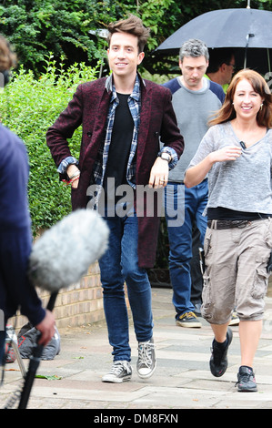 Nick Grimshaw sulla posizione imposta per BBC Radio una nuova Show Breakfast Londra Inghilterra - 30.08.12 Foto Stock