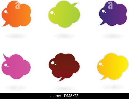 Vibrante discorso colorate icone vettoriali isolato su bianco Illustrazione Vettoriale