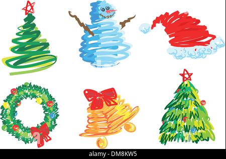 Natale design set di elementi Illustrazione Vettoriale