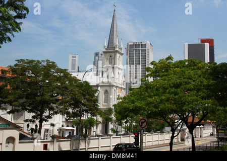 CHIJMES convento del Santo Bambino Gesù (CHIJ). Restauro di una scuola cattolica del convent. Victoria Street, Singapore. Foto Stock