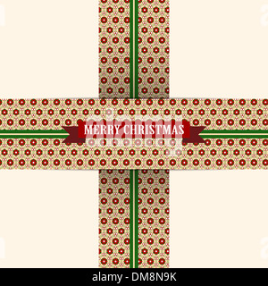 Vettore - Natale Rosso nastro verde con fiori Foto Stock