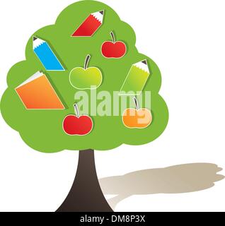 Albero verde con Apple. Illustrazione Vettoriale Illustrazione Vettoriale