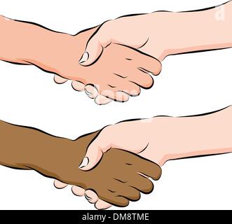 Le persone si stringono la mano Disegno della linea Illustrazione Vettoriale