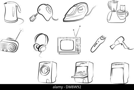 Set di merci elettrico home correlati - parte 1 Illustrazione Vettoriale
