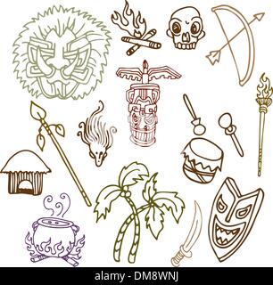 Primitivi oggetti tribali Illustrazione Vettoriale