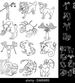 Disegni dello zodiaco Illustrazione Vettoriale