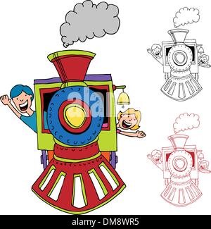 Bambini che viaggiano in treno Illustrazione Vettoriale