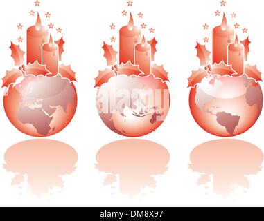 Tre vetro natale visioni del mondo Illustrazione Vettoriale