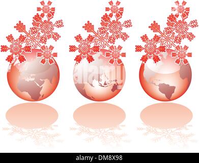 Tre vetro natale visioni del mondo Illustrazione Vettoriale