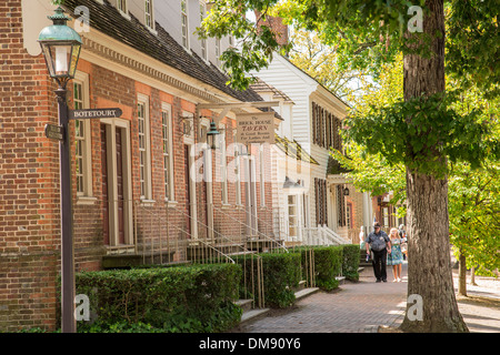 Casa di mattoni Taverna sulla duca di Gloucester Street a Williamsburg Coloniale Foto Stock