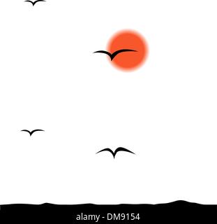 Tramonto tropicale, Palm tree silhouette Illustrazione Vettoriale