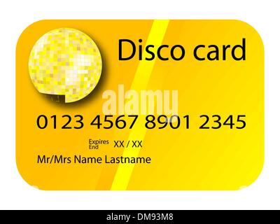 Carta di credito discoteca giallo Illustrazione Vettoriale