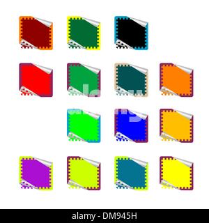 Doppio rettangolo arrotondato adesivi colorati isolato su bianco Illustrazione Vettoriale