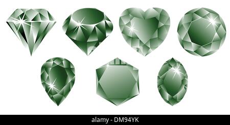 Verde collezione diamanti Illustrazione Vettoriale