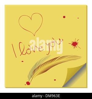 Il messaggio di amore su carta nota Illustrazione Vettoriale
