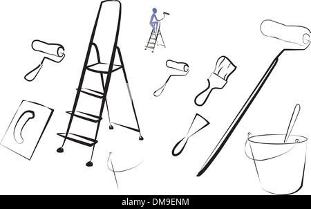 Strumenti di pittura e pennelli Illustrazione Vettoriale