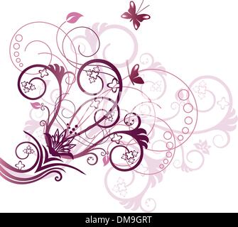 Viola e rosa angolo floreale elemento di design Illustrazione Vettoriale