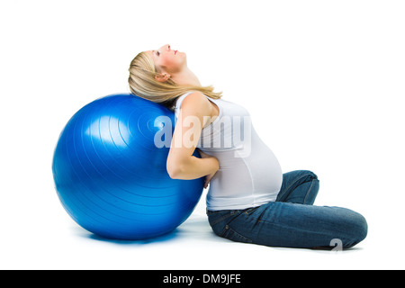 Bella bionda caucasica donna in stato di gravidanza Foto Stock