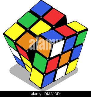 Cubo di Rubik isolato su bianco Illustrazione Vettoriale