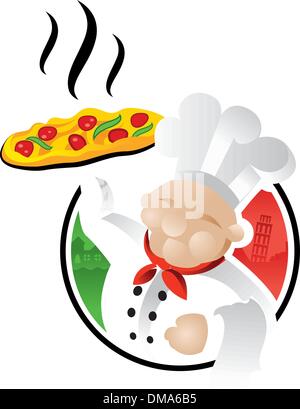 Cuoco unico della pizza Illustrazione Vettoriale