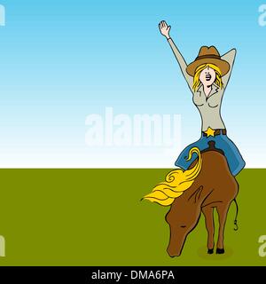 Ragazza in sella ad un cavallo Illustrazione Vettoriale